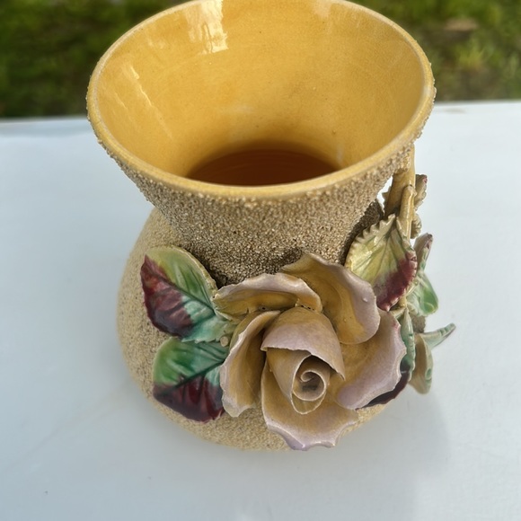 Vintage Sand Pottery 🌹 Floral Rose Bud Vase Bohemian Home Art Accent Decor - Picture 16 of 16